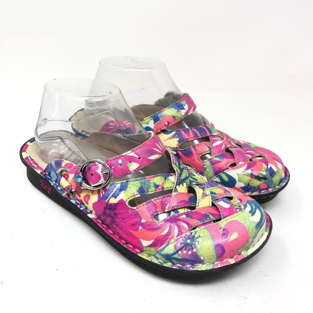 Alegria Womens 37 Freesia Happy Days Mary Jane Clogs Multicolor Floral Mule